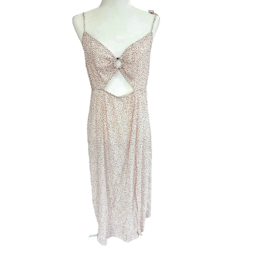 Sanctuary Swim Coverup Dress Womens Large White Brown Strappy 100% Cotton NWT